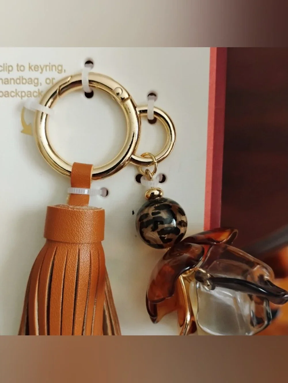 NEW House of Harlow 1960 Bag Charm/Key Chain - Tan Tassel & GHW
